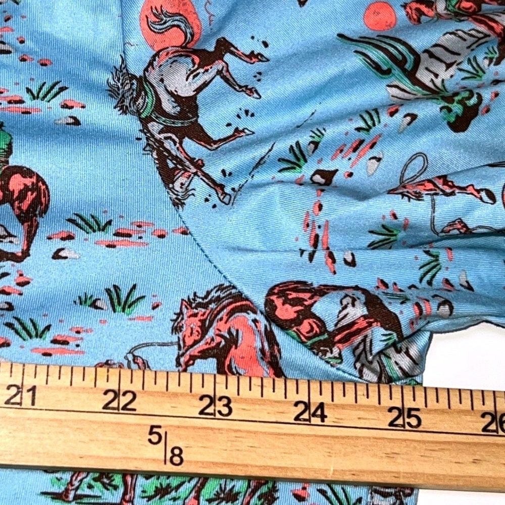 Burlebo Cowboy Up Performance Polo Mens XL Blue AOP Cowboy Bronco Print Stretch - Picture 5 of 8